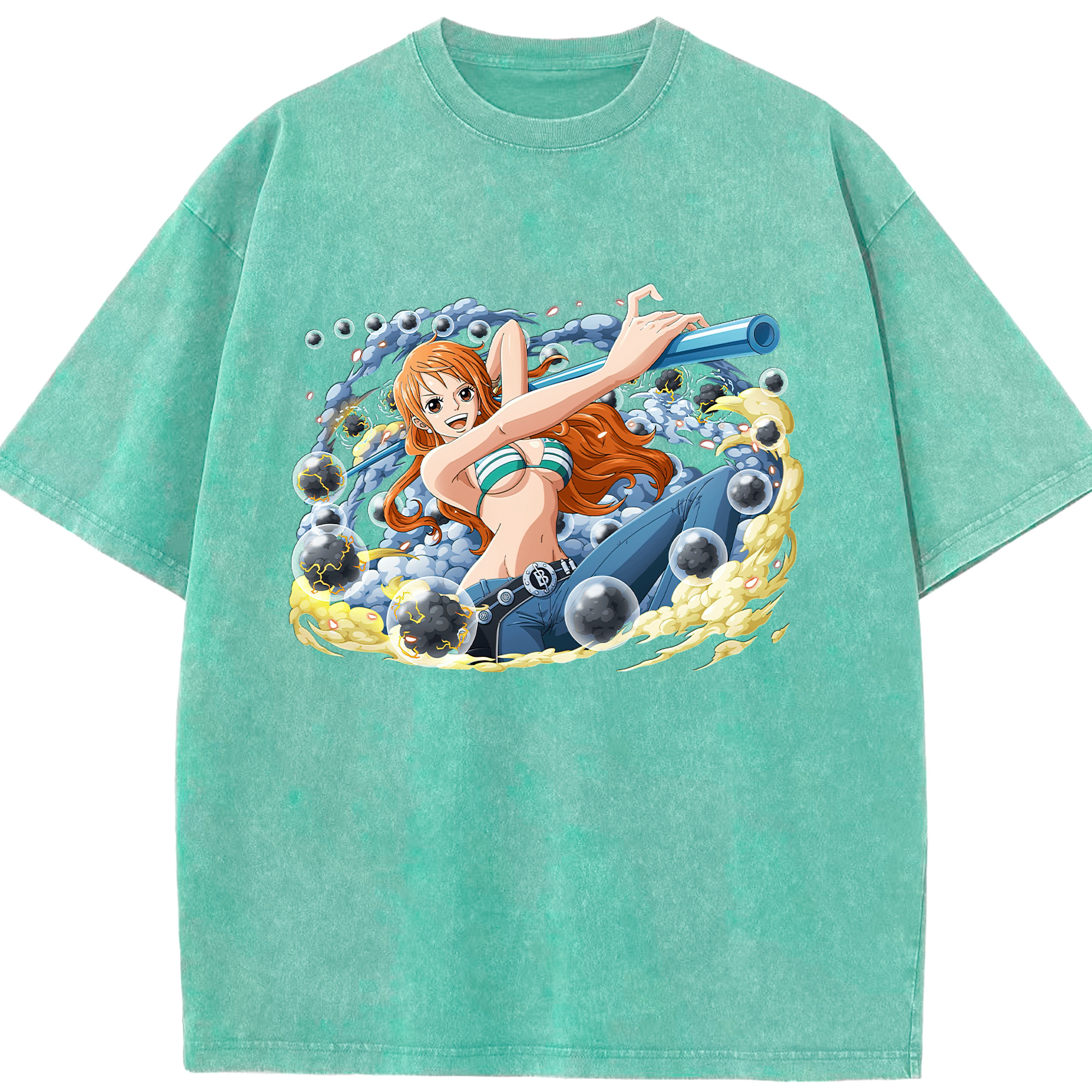 ワンピース ナミ ONE PIECE Nami 綿100% ヴィンテージ風 半袖Tシャツ（フロントプリント）